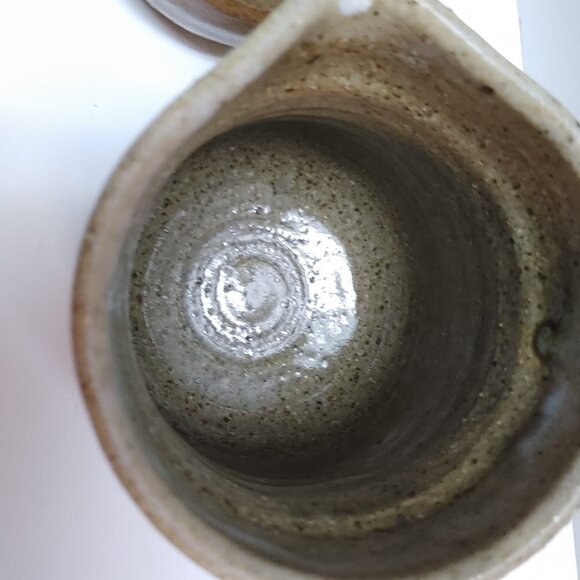 Vintage Studio Pottery Stoneware Jug and Cup Rustic Textured Earthy c1980-90s - Picture 8 of 8